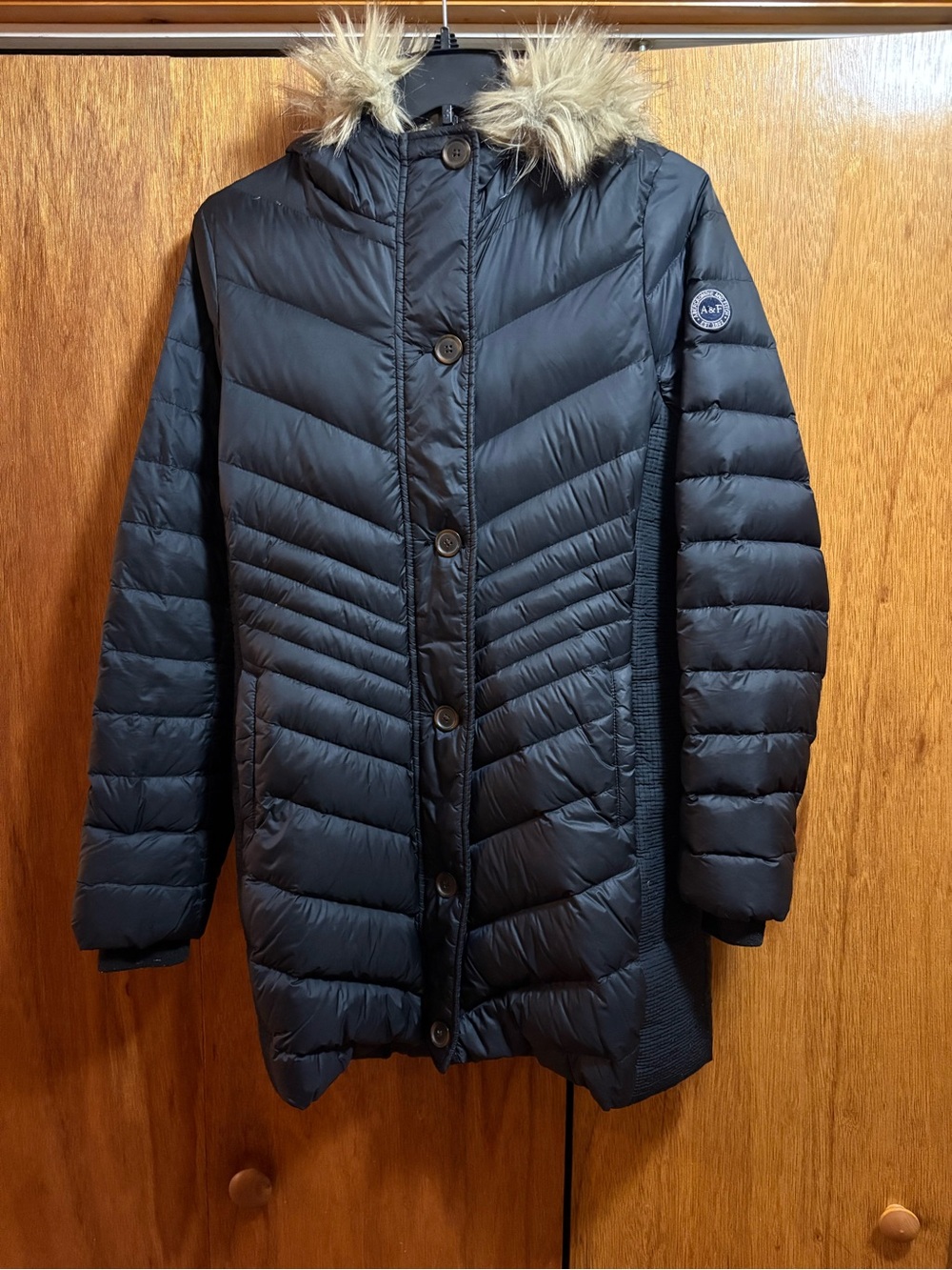 Women’s Black Abercrombie & Fitch Long Puffer Coat